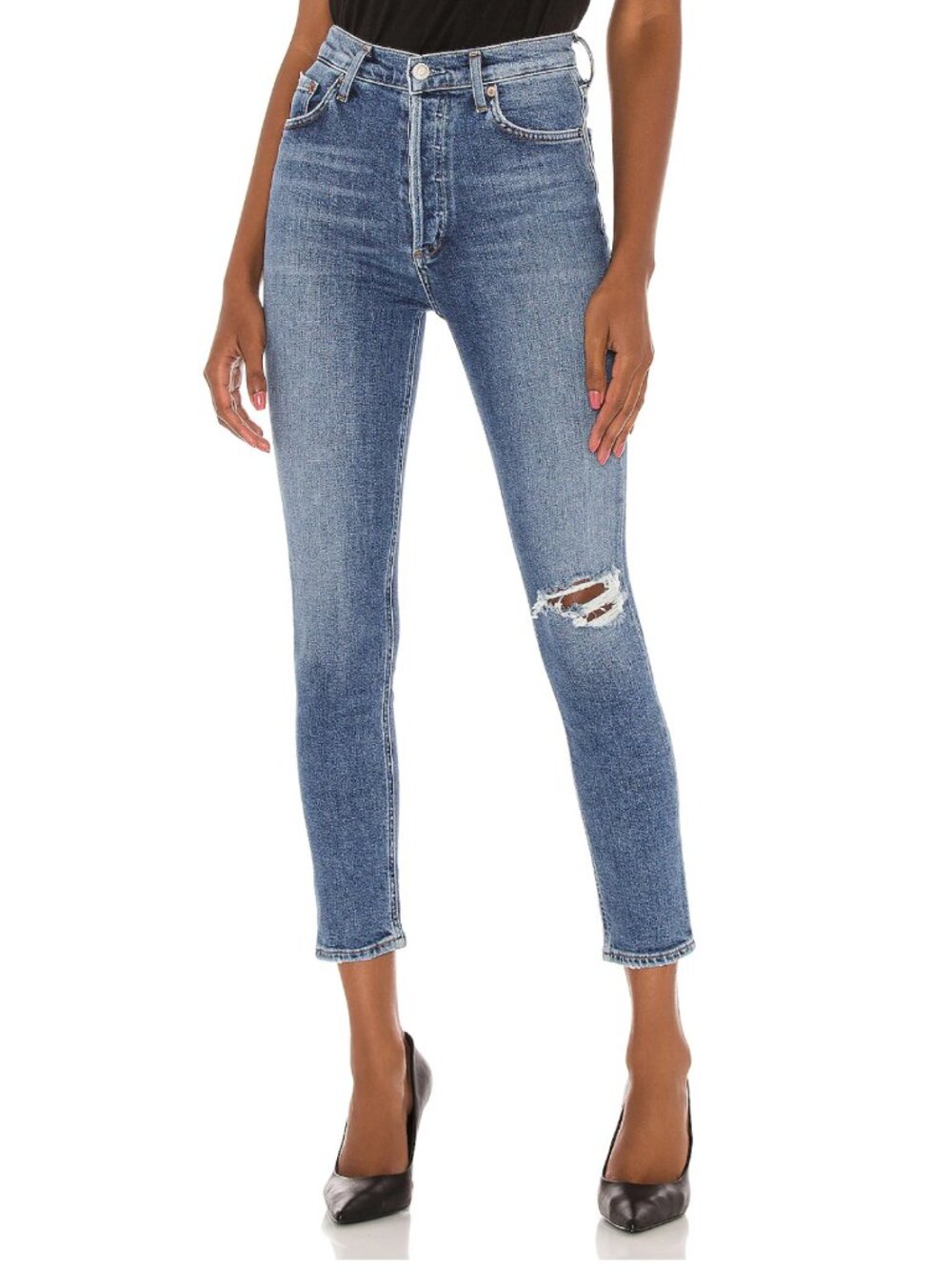 AGOLDE Nico High Rise Slim Button Fly Jeans in Shoreline Size 27